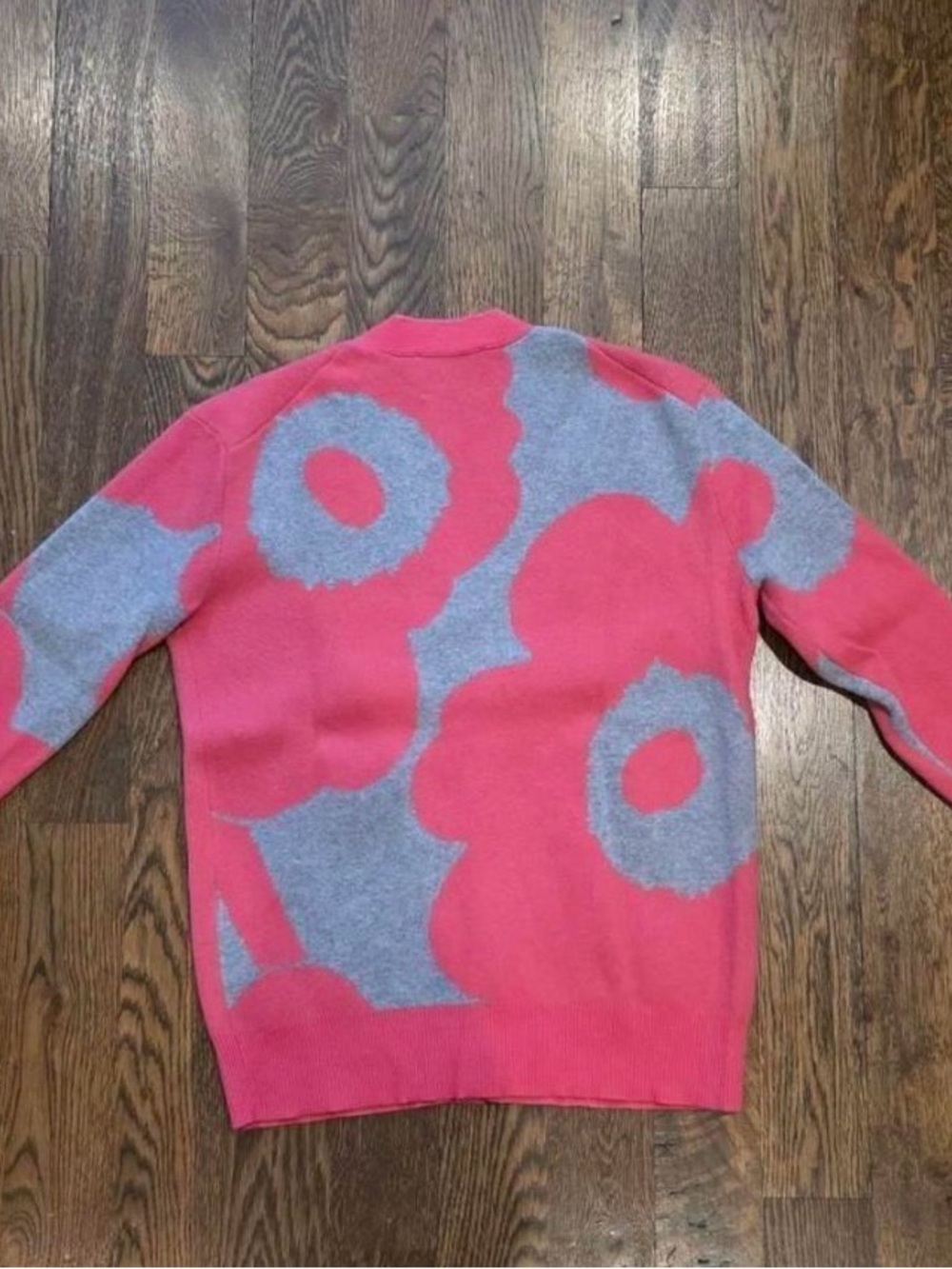 Marimekko woman’s UNIKKO Pink & Light Gray Patterned Cardigan - Picture 2 of 6